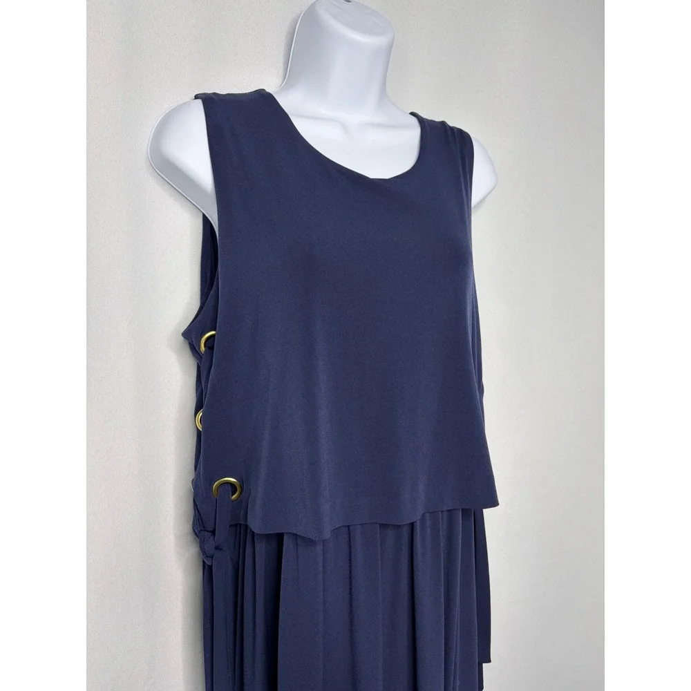 Michael Kors Women True Navy Grommet Side Lace-Up Maxi Dress L MS879M03G